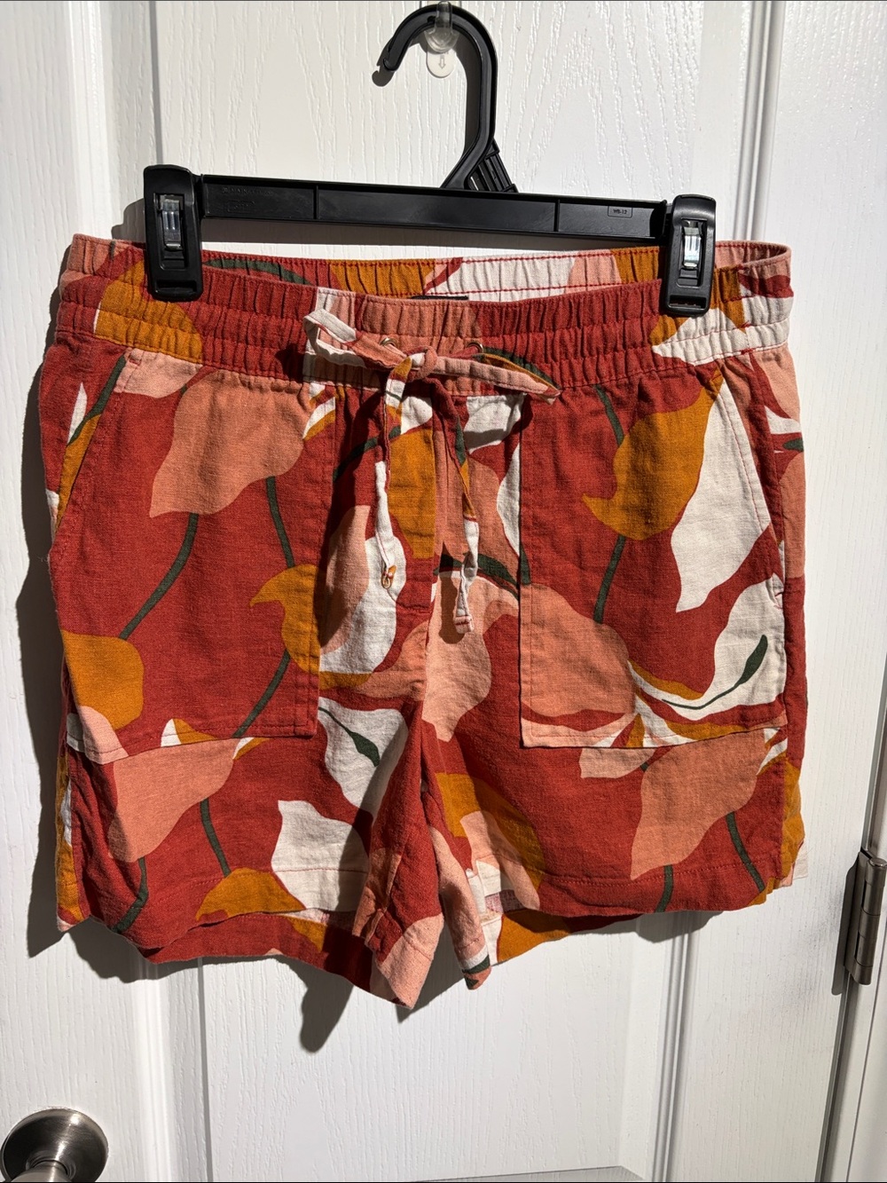 Ann Taylor Factory Rust Floral Drawstring Bermudas